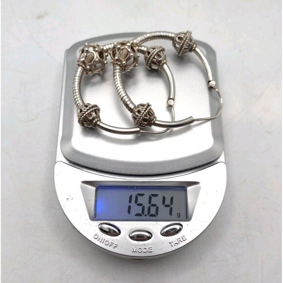 Antique Eastern European Slavic Sterling Silver Tribal Folk Hoop Earrings 15.6g - Picture 8 of 8